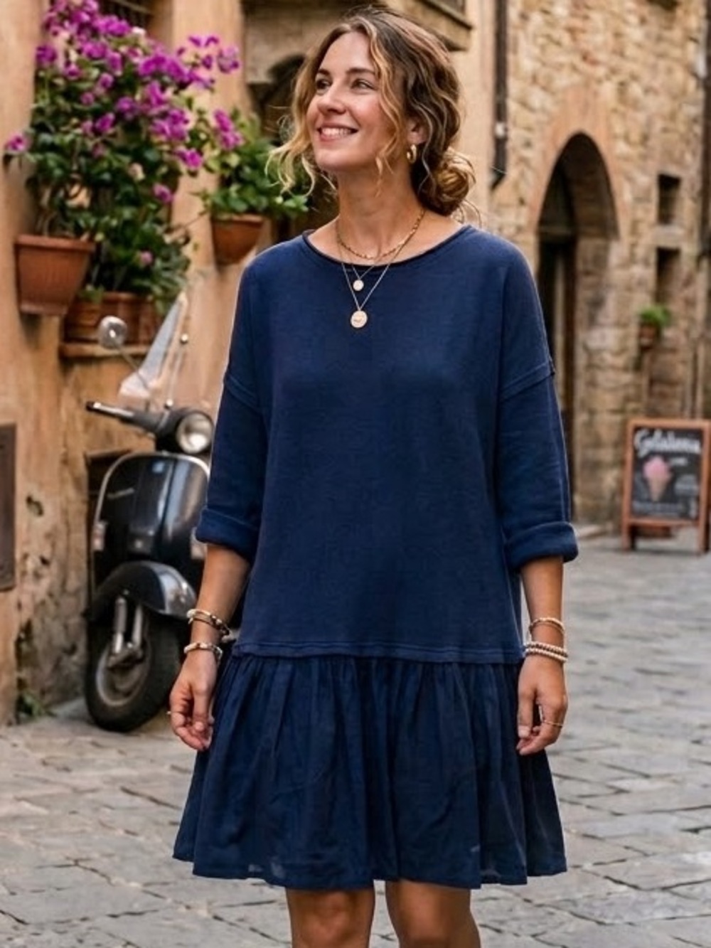 Chelsea & Violet NWT Blue Knit Drop Waist Peplum T-Shirt Dress Size XL NWT